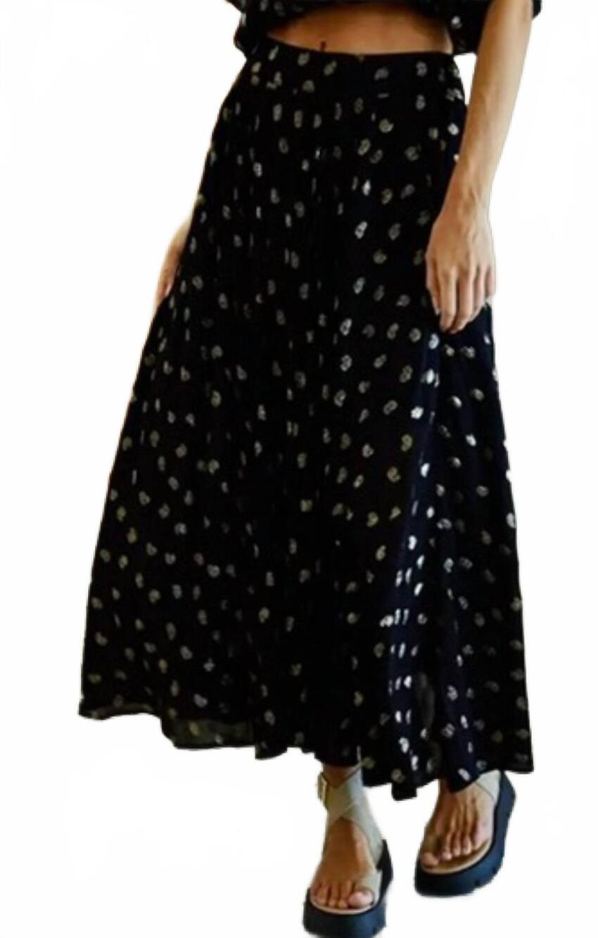 NEW BY TOGETHER silk long skirt with lining and side pockets in black